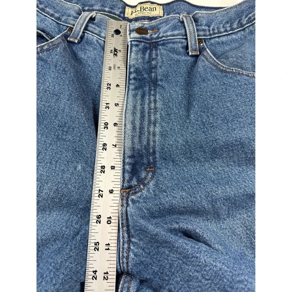 LL Bean Green Fleece Lined Jeans Mens 33x29 Blue‎ Classic Fit Denim Gorpcore